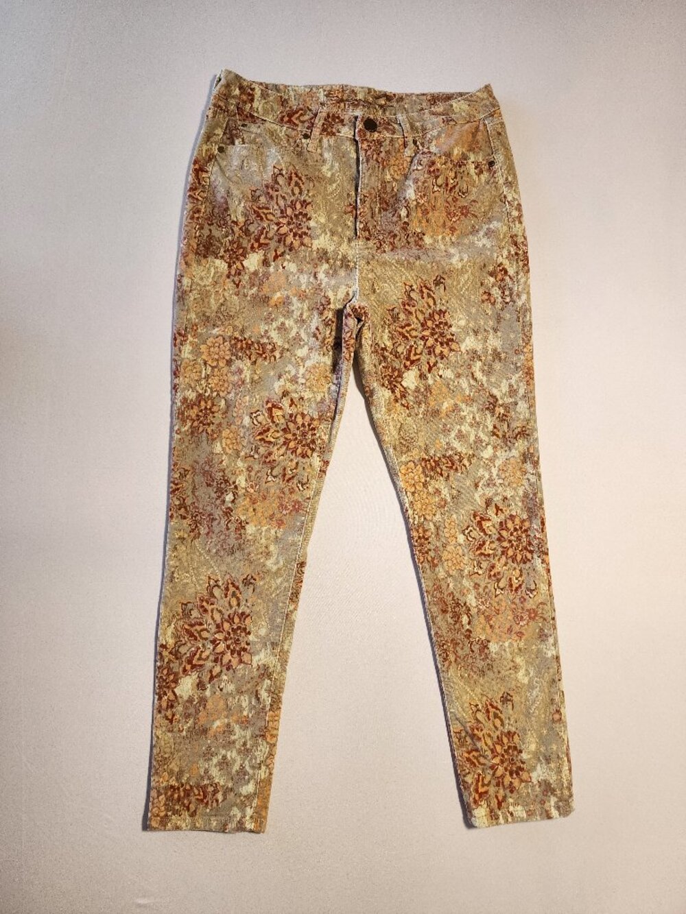 Seven 7 Ultra High Rise Skinny Pants Size 14 Women Brown Floral Jeans
